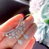 Baumelnde Ohrringe Kristall Chic Vintage Blume Wassertropfen Für Frauen Weißgold Silber Farbe Zirkon Diamanten Edelsteine Schmuck Berühmtheit