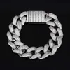 925 Silver Cuban Chain Hip Hop Armband Street Fashion Trend Dominant and Generous Full Diamond Jewelry Women