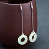 Dangle Oorbellen 925 Sterling Zilver Jade Vintage Kostuum Sieraden Juweelketting Kwastje Meisje Donut Bruiloft Oorbellen Voor Vrouwen