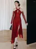 Günlük elbiseler Seksi Balo Salonu Dans Elbise Kadın Uzun Kollu Standart Standart Fırfırlı Kalamlı Balıktail Kostümleri Vestidos