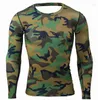 Herren T-Shirts Langarm Laufen Sport und Freizeit Radfahren Camouflage Tights Atmungsaktives schnell trocknendes T-Shirt