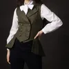 Robe deux pièces gilet femme armée vert Plaid chevrons Tweed gilet d'affaires col sur mesure Vintage OL gilet pour gilet de mariage 231101