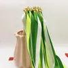 Party Decoration 20/10PCs/lot White And Green Wedding Ribbon Wands Stick With Bells For Supplies Decor