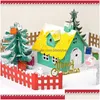 Party Decoration Party Decoration 1Set Christmas Paper House MTI Type Diy Målningshus med träduppsättningar för Naviadad Home Kids Crafts DHMB6