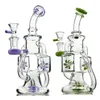 최신 더블 리사이클러 Glass Bong Hookahs 8.7 인치 프로펠러 Percolater Water Pipes Oil DAB Rigs 14mm 암 XL167