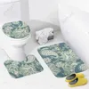 Ensemble de tapis de bain 3 pièces, antidérapants, absorbants, en microfibre douce, motif cachemire floral ethnique, bleu machine