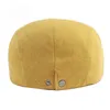 Berets Wuaumx Primavera Outono Boinas Chapéu Homens Tricô Viseira Cap Casual Moda Mulheres Beret Sólido Amarelo Azul Peaked Flat Cap Duckbill Chapéu 231031