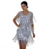 Casual Dresses 1920s Flapper Dress Roaring 20s Great Gatsby Sequin Rumba Dance Disco Embellished Art Deco Women Summer