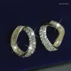 Stud Earrings S925 Silver Sterling Earring VVS1 Mini 2 Carats Diamond Kolczyki Orecchini Fine Bizuteria 925 Jewelry Girls
