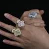 Wedding Rings 3 Color Big Iced Out Bling 5A CZ Classic Full Finger Ring For Men Size 7 8 9 10 11 Cool Rock Punk Hip Hop Jewelry 231101