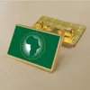 Party African Union Flag Pin 2,5*1,5 cm Zinklegering Die-Cast PVC Color Coated Gold Rectangular Medallion Badge utan tillsatt harts