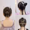 Hårtillbehör Glänsande ängelvinge djuröron Klipp Elegant Tassel Pearl Hairpins Ponytail Bun pannband för Women Girl