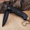 Small Folding Knife Portable Camping Knife Multi function Stainless Steel Pocket Paring Knife EDC Tool MINI Cutter Black Blades Fruit Knifes with Keyring