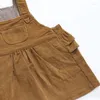 Girl Dresses 1-5Y Kids For Girls Comfortable Japanese Baby Loose Ruffled Corduroy Strap Skirt Children's Dress Autumn Cute