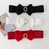 Belts French High-grade Diamond Bow Women's Belt Fashion Skirt Accessories Sweet Solid Colour Casual Versatile Elastic Wide Waistband