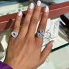 Fedi nuziali Micro Pave CZ Design smaltato Anello a forma di cuore Gioielli da donna di moda con dito pieno 231101