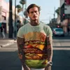 Men's T Shirts Burger 3D Printing -shirt Sports Casual Short -sleeved Fashion Loose Summer Large Size