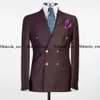 Sjaal Revers Business Smoking Heren Broek Past Double Brested Bruidegom Wedding Prom Party Blazer Overjas Met Pants2729