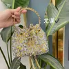 Glanzende en aanhoudende kleurrijke grind geleidelijke tassel emmertas avond banket water diamanten ketting handheld crossbody tas meisje 230401