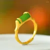 Cluster Ringe Grün Weiß Jade Bambus Geometrisch Für Frauen Schmuck Mädchen Geburtstagsgeschenke Zeigefinger Ring Mode Verstellbare Öffnung