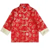 Vêtements ethniques Année Chinois Traditionnel pour Enfants Bébé Garçon Festival Rétro Fantaisie Golden Dragon Imprimé Satin Tang Costume Top Pantalon Ensemble 230331