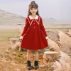 Robes de fille printemps robe de filles mode coréenne modal rouge grand bouton de revers occidentalisé grands enfants
