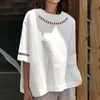 Women's Blouses Women's Solid Color Summer Button Pullover Slim Swim Suit Top Front Womens Knit Tops