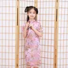 Casual Dresses Lovely Girls Silky Satin Cheongsam Söt prinsessa Kids Party Ball Gown Year Clothing 230331