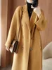 Women's Wool Blends 100% Pure Wool Double-sided Cashmere Coat Female Winter High-grade Camel Double-breasted Loose Long Woolen Coat Wool Coat Women 231031