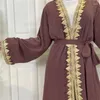 Etniska kläder eid mubarak djellaba femme muslim öppen abaya kvinnor ramadan kimono kaftan dubai kalkon klänning jalabiya islamisk mantel klänning