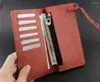 Portfelki skórzane skórzane męskie portfela torebka z łańcuchem paska antybasowego bezpieczeństwa