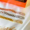 Designer Femmes Plein Diamant Chaîne Bracelet Marque Française Platine Incrusté Strass Bracelet Bijoux De Luxe Haute Qualité Cuivre Charme Bracelet Mère Cadeau