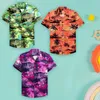 Camisas casuais masculinas pôr do sol praia impressão camisa superior manga curta punhos botão porto estilo floral areia bodysuit 50s roupas masculinas