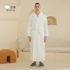 Homens sleepwear de alta qualidade jacquard flanela roupão homens mulheres inverno dupla camada espessa mais grande tamanho quente vestir para baixo noite