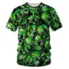 CJLM Polyester O cou t-shirt homme HipHop vert crânes chemise 3D imprimé Punk Rock Style chinois surdimensionné t-shirt 220623259G