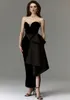 Robe de soirée courte en velours noir pour femmes, chérie, grand nœud latéral fendu, longueur cheville simple, robes formelles de célébrité, tenue de célébrité, 2024