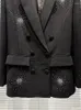 Kvinnors kostymer High Street est 2023 Fashion Designer Jacket Back Rhinestone Tiger Mönster axelplatta blazer