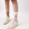 Mulheres meias moda algodão assimétrico longo feminino listrado ab engraçado streetwear calcetines mujer medias