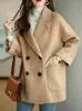 レディースウールブレンドウールコートエレガンスコートとジャケットの女性秋のジャケットの女性韓国スタイルの長袖オフィスレディトレンチコート231101