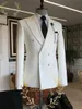 Herrenanzüge Blazer Elfenbein Männer Hochzeit Smoking Smoking Blazer Zweireiher Bräutigam Anzüge für Männer 2 Stück Party Mann Jacke Hose Maßgeschneidert 231101