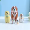 Bonecas 5 camadas cão shar pei meninas matryoshka boneca de madeira boneco de neve russo nidificação crianças aniversário natal crianças dia presente brinquedo 231031