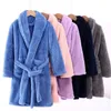 Pyjamas Winter Bath Robes For Big Kids Fashion Children Girls Solid Color Flanell Warm Sleepwear Boys Homewear Family Matching Robes 231031