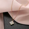 designer de luxo van colar de trevo de folhas de ouro rosa todos os diamantes de dupla face aço titânio aço não desbotado Chain de clavícula feminina