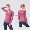 Womens Yoga Sport Top Long Sleeve Running Shirt High Elastic Scoop Neck Gym Jogging ActiveWear Dry Fit T Drop Delivery Dhiks