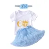 Kläder sätter babyklänning min första födelsedag småbarn romper toppar tyll kjol party spädbarn tryck födda klänningar set 231031