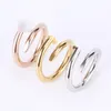 Titanium steel single nail ring European and American fashion street hip-hop casual couple classic golden silver rose optional siz251G