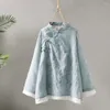 Women's Blouses Chinese Vintage Shirt Colorfast Women Spring Retro Top Knot Button Plus Size Beautiful Lady Garment