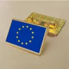 Party EU Flag Pin 2.5*1,5 cm zink gjuten PVC färgbelagd guld rektangulär medaljongemblem utan tillsatt harts