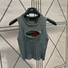 High Elasticity Vest T Shirt Girls Gray T Shirts Knit Wrap Shirt Summer Sexy Wool Shirt Designer Women Sweater