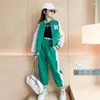 Clothing Sets Girs Spring Suit Children's Fashion Baseball Uniform Sportswear Hip Hop Coat Trousers Suits Jackets Pants Set